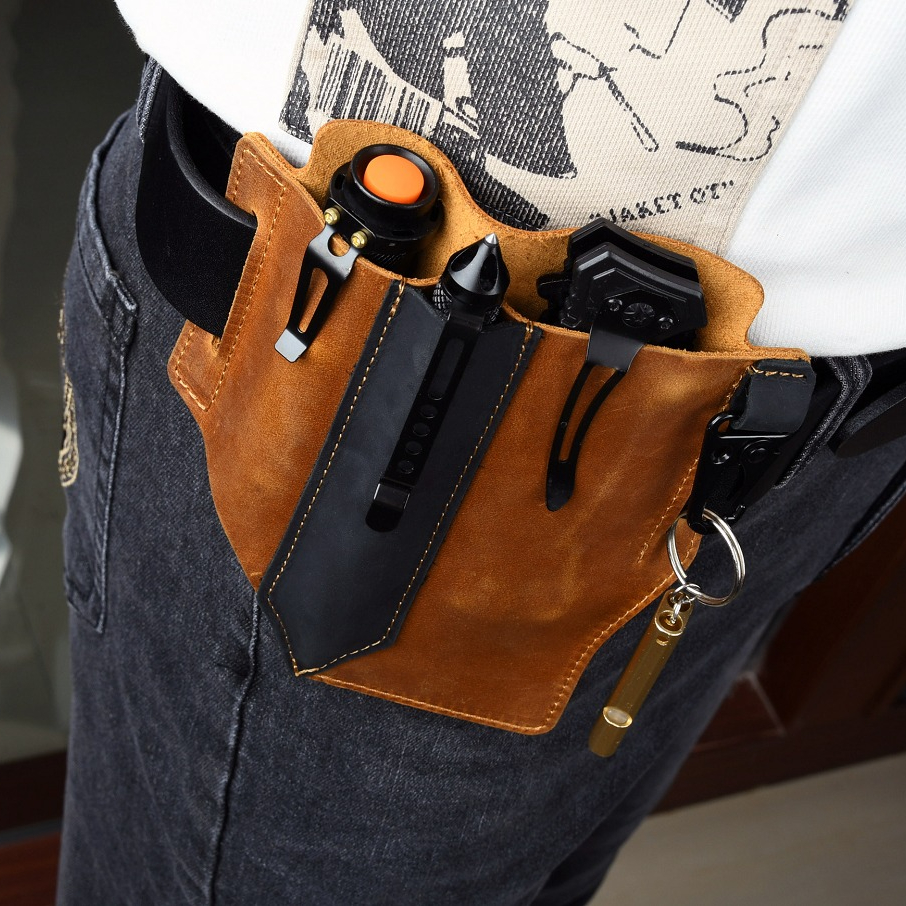 Men Travel Tactical Waist Bag  - Leather Edc. Carry Pouch recension och pris