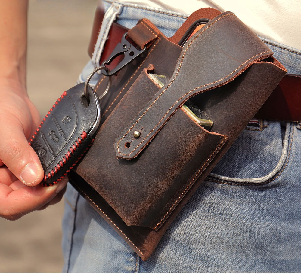 Crazy Horse Leather Phone Hols - Leather Edc. Carry Pouch recension och pris